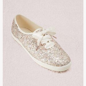 Keds for Kate Spade New York Rose Gold Glitter Sneakers Women's Size 8 NEW